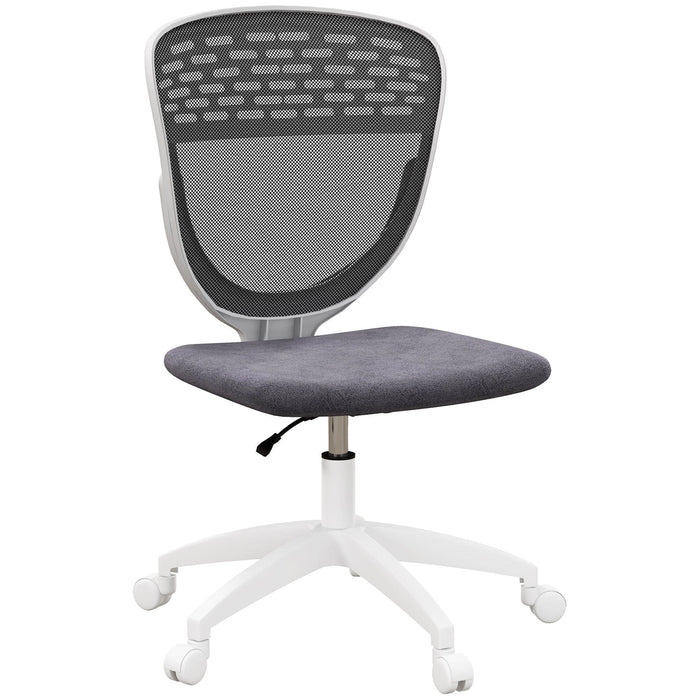 Vinsetto Grey Mesh Armless Mid Back Desk Chair With 360° Swivel Wheels