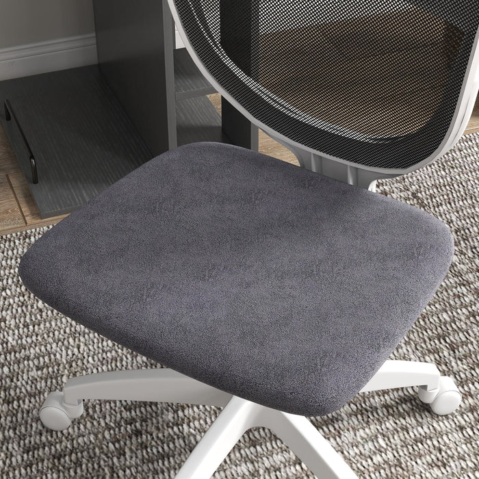 Vinsetto Grey Mesh Armless Mid Back Desk Chair With 360° Swivel Wheels