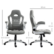 Vinsetto Grey PU Leather Gamer Chair With Swivel Wheels Adjustable Arms