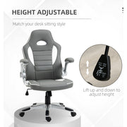 Vinsetto Grey PU Leather Gamer Chair With Swivel Wheels Adjustable Arms