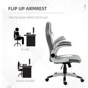 Vinsetto Grey PU Leather Gamer Chair With Swivel Wheels Adjustable Arms