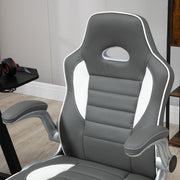Vinsetto Grey PU Leather Gamer Chair With Swivel Wheels Adjustable Arms