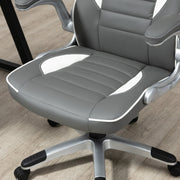 Vinsetto Grey PU Leather Gamer Chair With Swivel Wheels Adjustable Arms