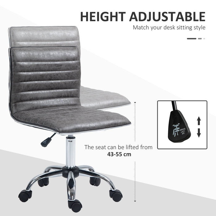 Vinsetto Height Adjustable Armless Desk Chair Grey