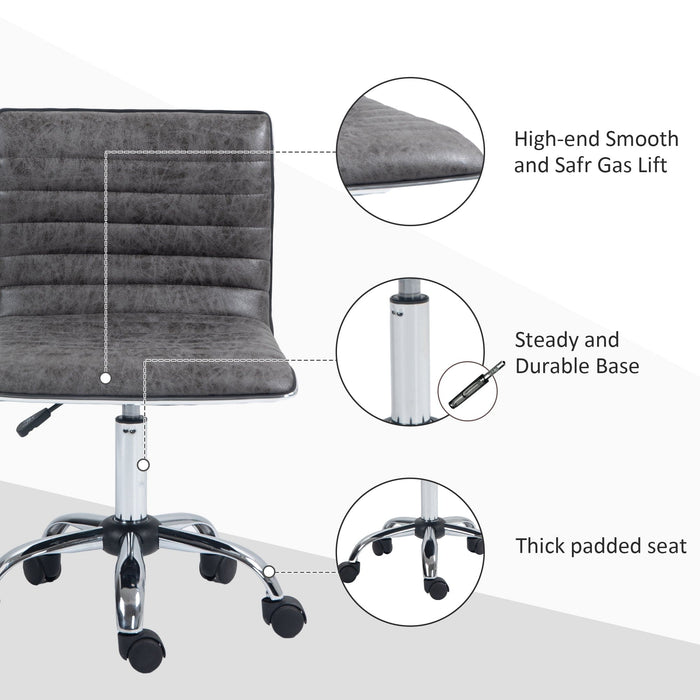 Vinsetto Height Adjustable Armless Desk Chair Grey