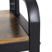 Industrial Coat and Shoe Rack For Hallway by Vasagle - black steel frame, rustic brown wooden seat, two open shelves for shoes and 9 coat hooks
