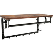 Vintage Coat Rack Wall Mounted by Vasagle - Features a black steel frame and rustic brown wooden shelf with five hooks for hanging coats
