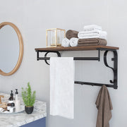 Vintage Coat Rack Wall Mounted by Vasagle - Features a black steel frame and rustic brown wooden shelf with five hooks for hanging coats