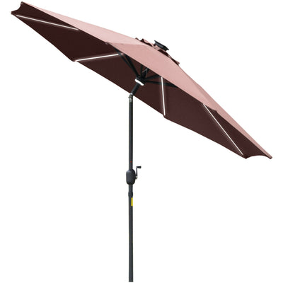 2.7m Garden Parasol With Lights, Tilt, Crank, Summer Shade Outsunny