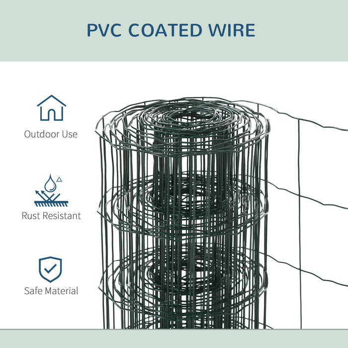 PVC Coated Chicken Wire Mesh, 61cm x 1000cm, Foldable, Green