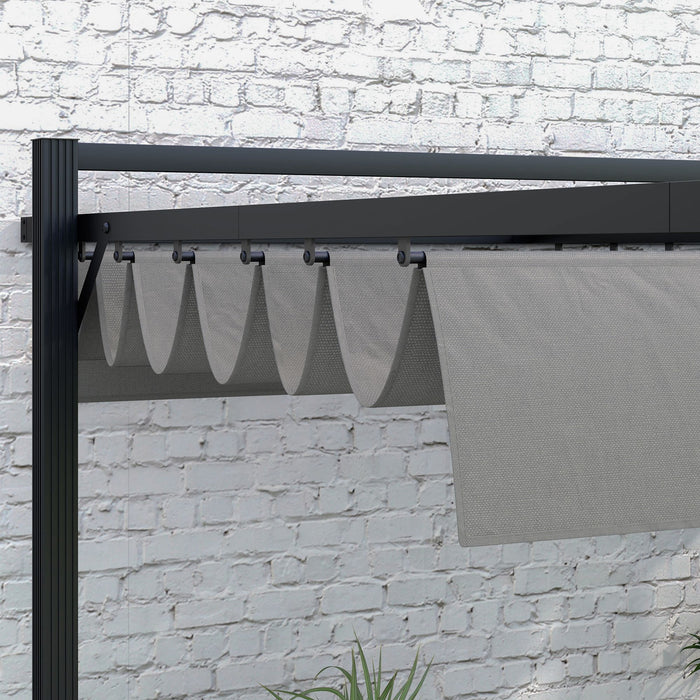 3x4m Retractable Pergola Canopy Kit, Steel Frame, Dark Grey
