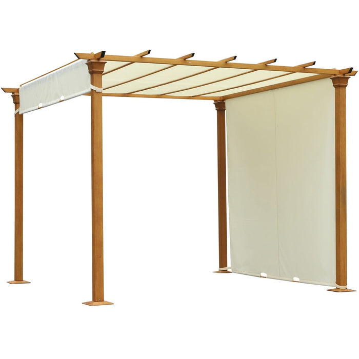 Metal Pergola With Retractable Roof, 3 x 3m, Beige