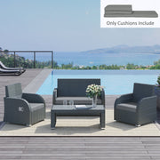 Outsunny Outdoor Seat Cushion Pads for Rattan Furniture, 3 PCs Garden Furniture Cushions, Dark Grey Outsunny