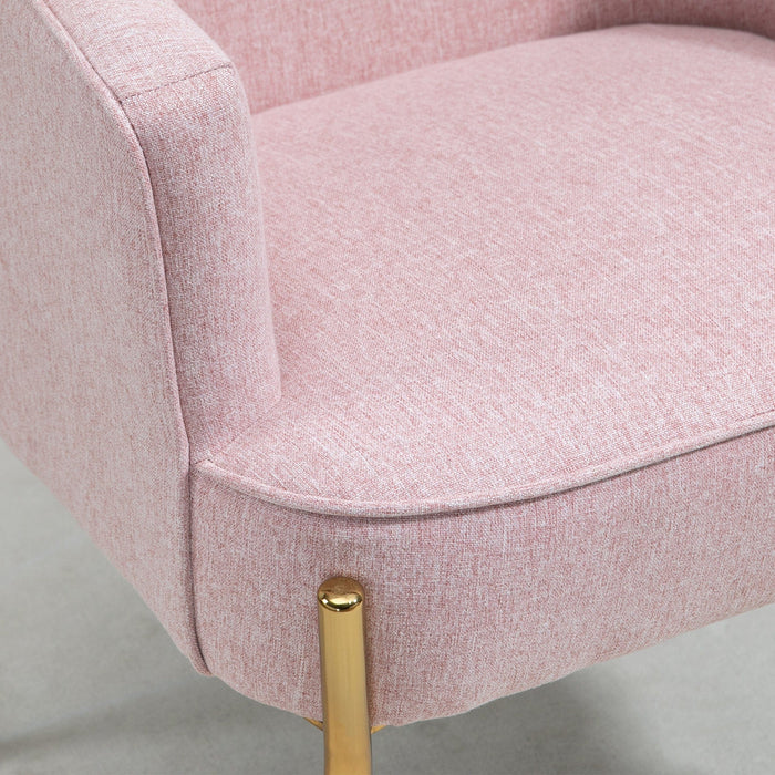 Pink Fabric Armchair with Modern Metal Legs