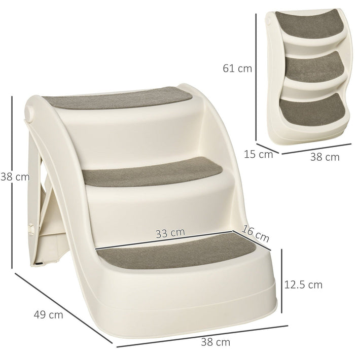 Foldable 3 Step Pet Stairs with Non-slip Mats, 49x38x38cm