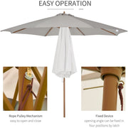 3m Wooden Parasol Outsunny