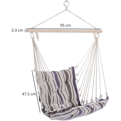 Outdoor Cushioned Hammock Chair, Wooden, Cotton Cloth Outsunny