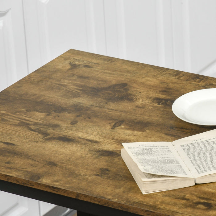 Industrial Kitchen Table and Stools, Rustic Brown