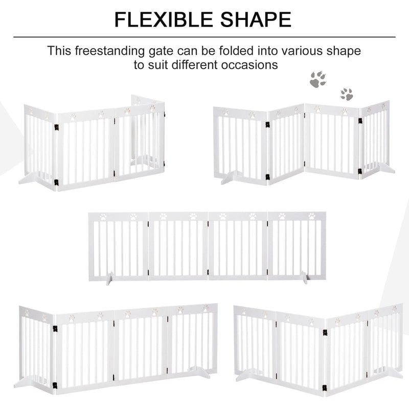 Freestanding Pet Gate, Folding Design, 204 x 61cm, White