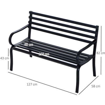 Black Metal Garden Bench Outsunny