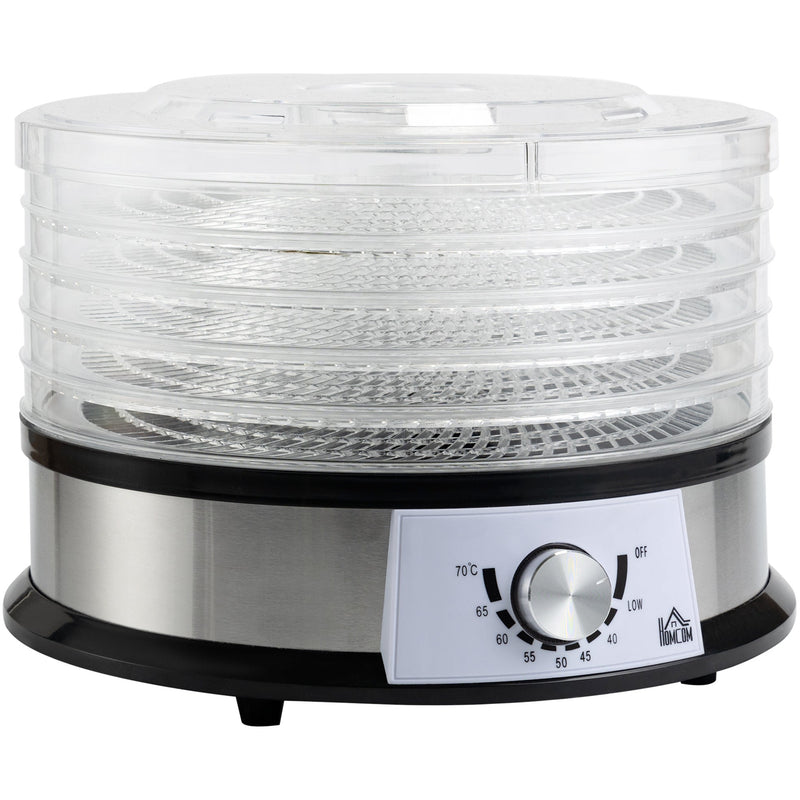 Food Dehydrator, 5-Tier, Stainless Steel, 250W, Silver