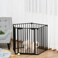 Pet Gate With Door, Pet Playpen, L300 x H74.5 cm, Black Homcom