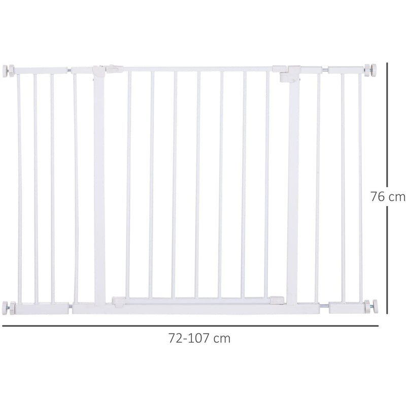 Pressure Fit Pet Safety Gate, Metal Fence, 72-107cm, White