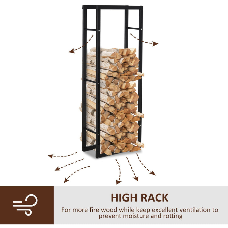 Tall Metal Firewood Log Holder, Indoor/Outdoor, Rust-Resistant