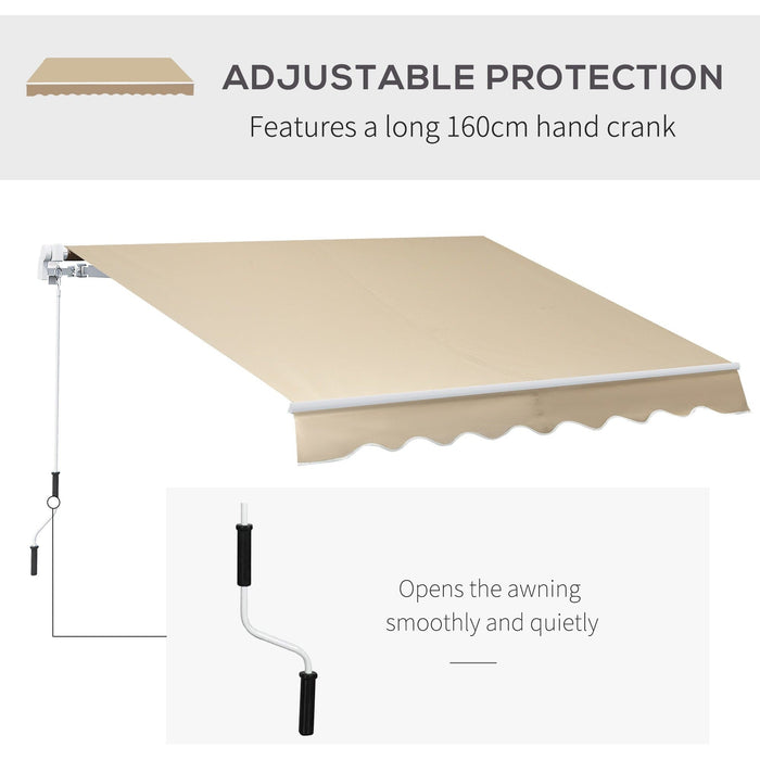 Manual Retractable Awning, 2.5x2 m, White Frame