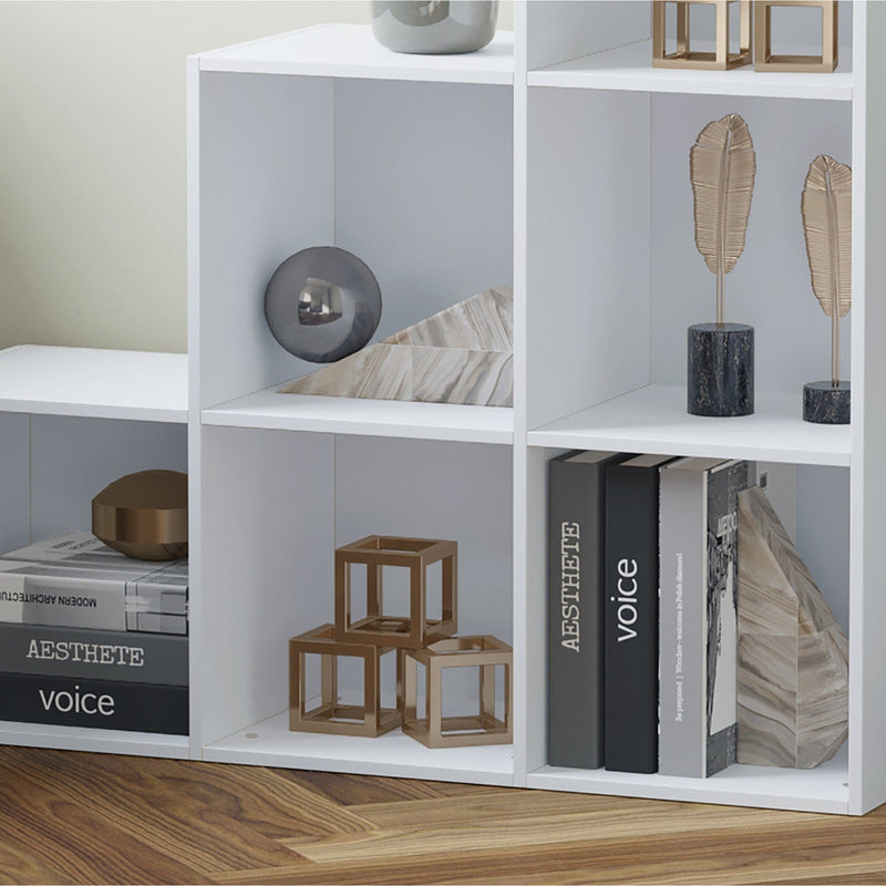 6-Cube Storage Bookcase, White 3-Tier