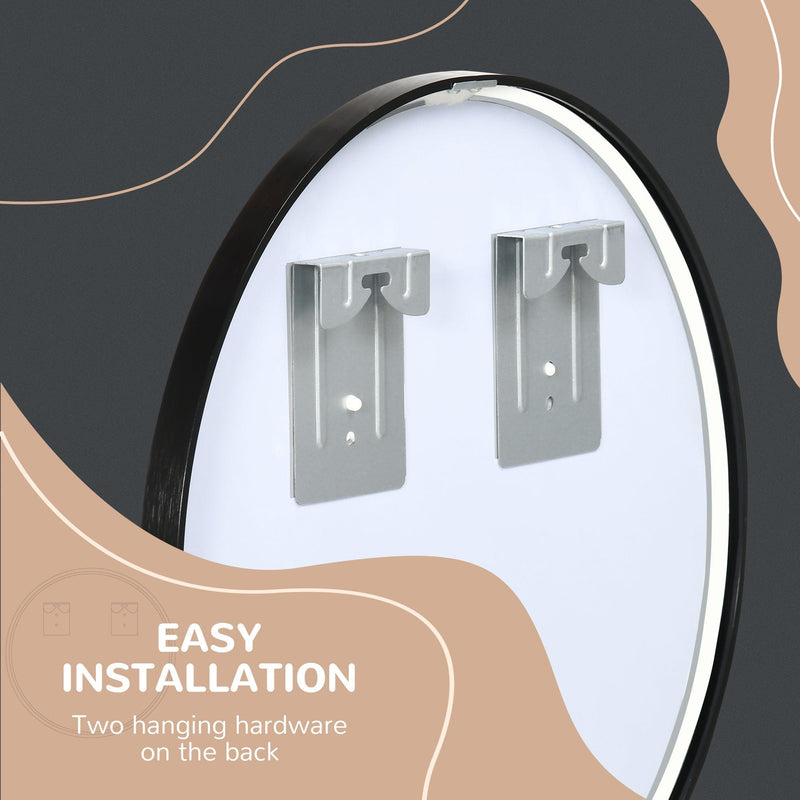 Black Round Wall-Mounted Bathroom Mirror - 40x40 cm