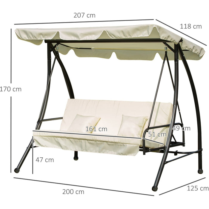 3 Seater Swinging Chair, 2-in-1 Hammock Bed with Canopy