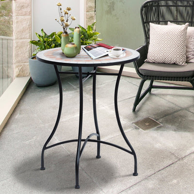 Mosaic Round Garden Table, 60cm Outsunny