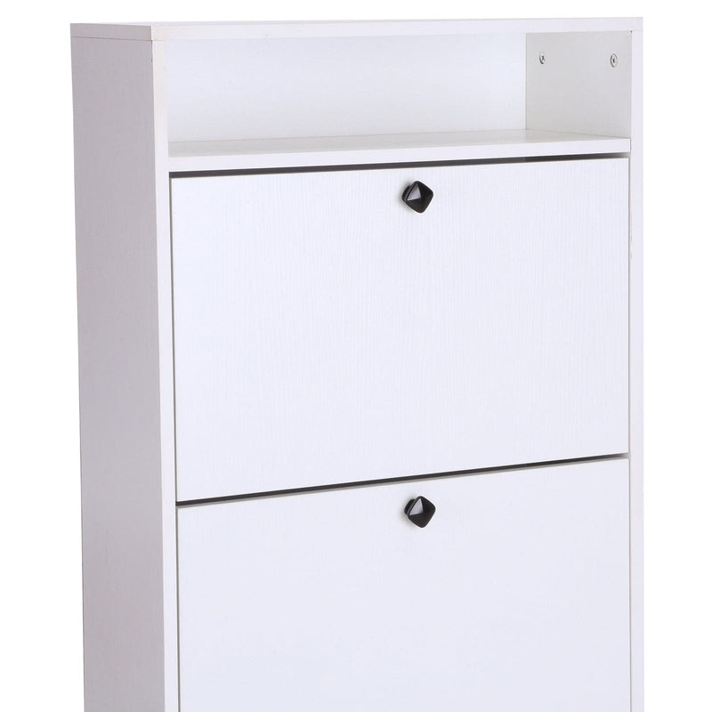 HOMCOM Narrow Shoe Cabinet For Hallway, White