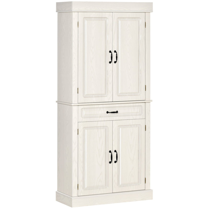 White Wood Grain Kitchen Cupboard with 4 Doors & Shelves