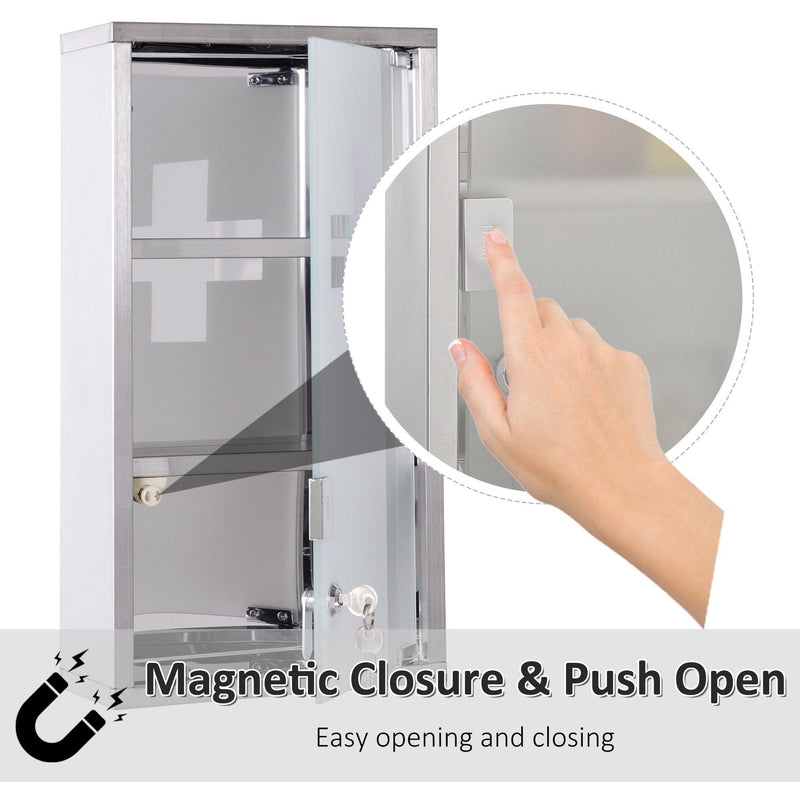 Wall Mounted Medicine Cabinet, Stainless Steel, Lockable