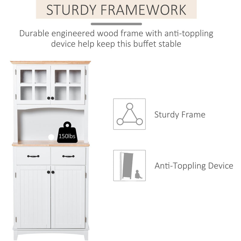 Modern Kitchen Cupboard, 2 Drawers, White