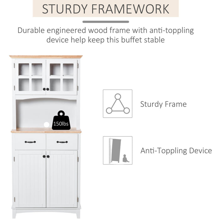 Modern Kitchen Cupboard, 2 Drawers, White