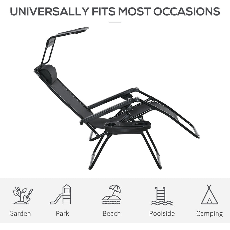 Folding Zero Gravity Chair, Cup Holder & Canopy Shade