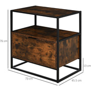 Industrial Style Side Table with Drawer, Shelf, Steel Frame Homcom
