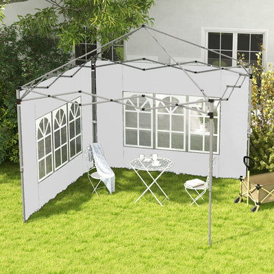 Outsunny Gazebo Side Panels, Sides Replacement with Window for 3x3(m) or 3x4m Pop Up Gazebo, 2 Pack, White Outsunny