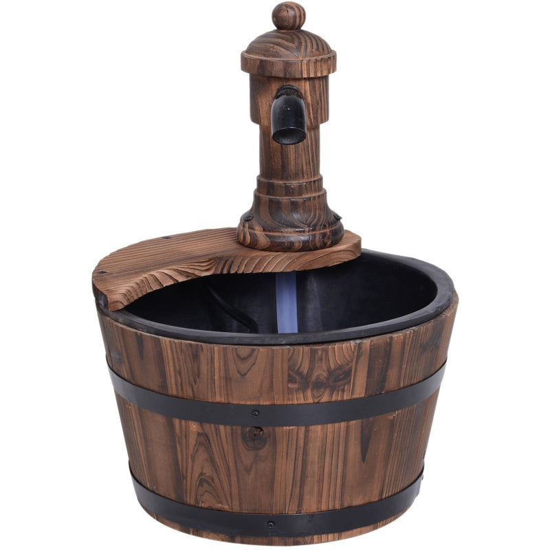 Garden Water Fountain with Plug In Electric Pump for Easy Relaxation Carbonised Wood Outsunny