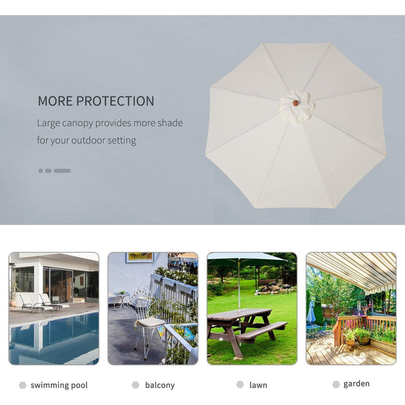 2.5m Wooden Garden Parasol - Top Vent