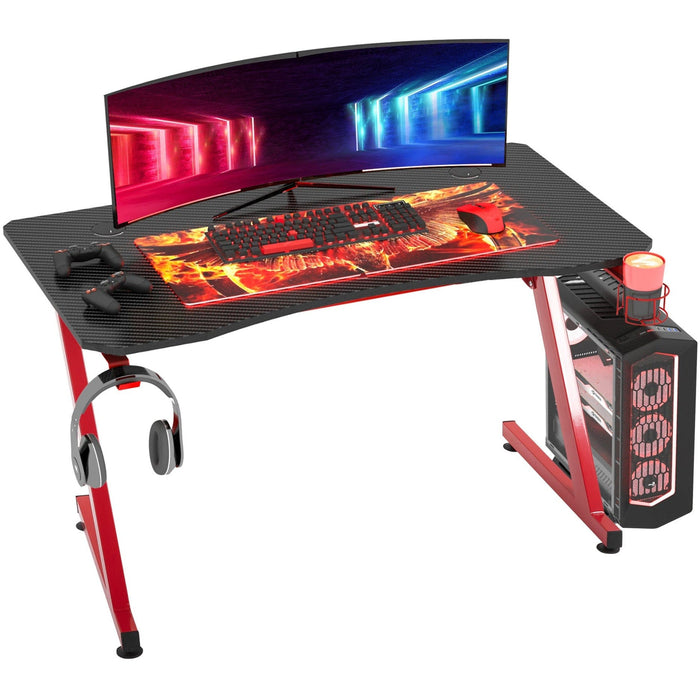 Steel Frame Gaming Desk with Cup Holder & Cable Organiser