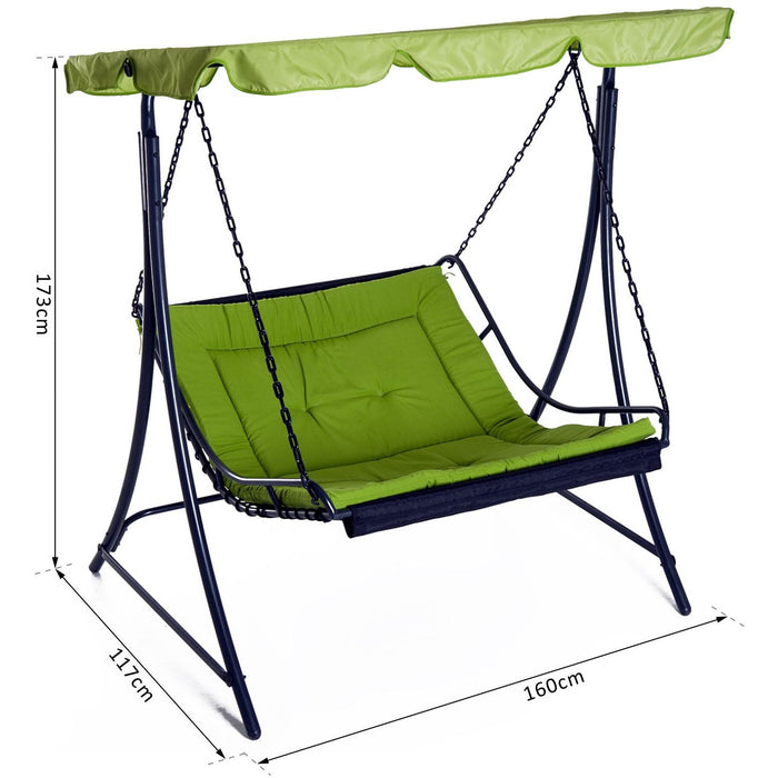 2 Person Garden Swing Chair Bed Canopy Hammock, Beige