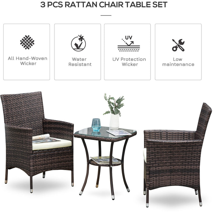 Stylish 3 Piece Rattan Bistro Set