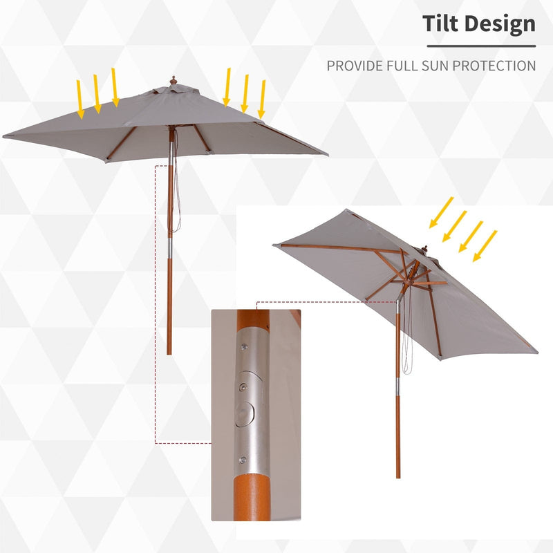 2m Outdoor Tilting Parasol Umbrella, Garden Sun Shade