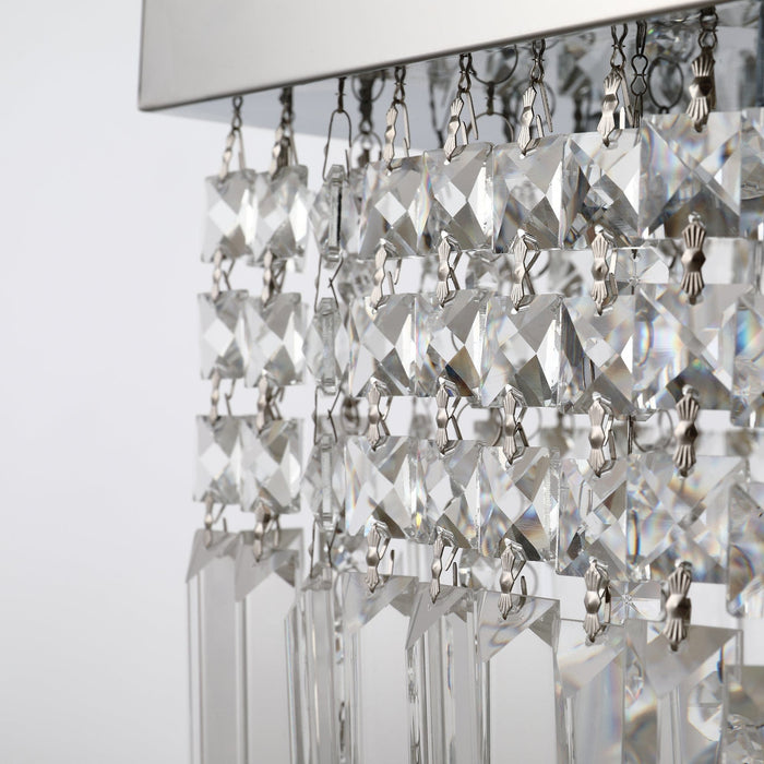 Square Silver Crystal Chandelier, E14 Base