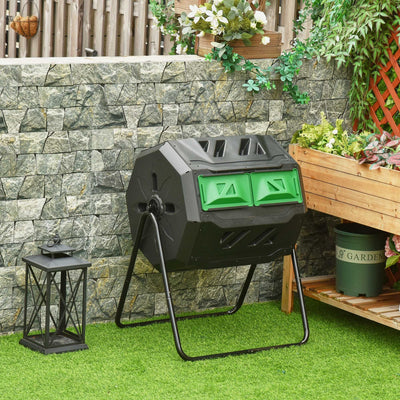 Tumbling Compost Bin with Steel Frame, 160L Outsunny
