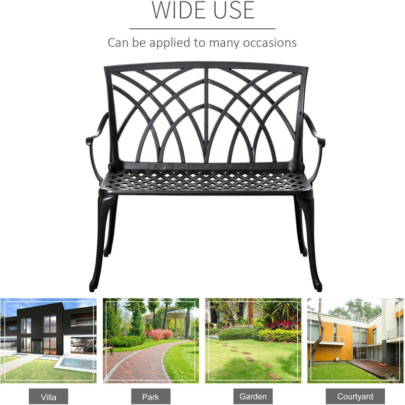 Stylish 2 Seater Metal Garden Bench